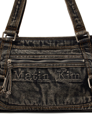 MATIN WASHED DENIM SQUARE BAG IN BLACK