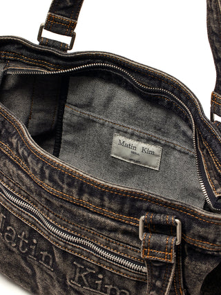 MATIN WASHED DENIM SQUARE BAG IN BLACK