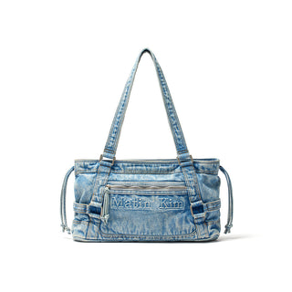 MATIN WASHED DENIM SQUARE BAG IN LIGHT BLUE