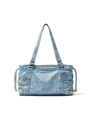 MATIN WASHED DENIM SQUARE BAG IN LIGHT BLUE