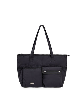 POCKET UTILITY NYLON BIG SHOULDER BAG IN BLACK