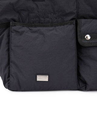 POCKET UTILITY NYLON BIG SHOULDER BAG IN BLACK
