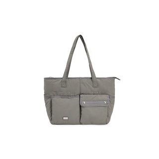 POCKET UTILITY NYLON BIG SHOULDER BAG IN KHAKI