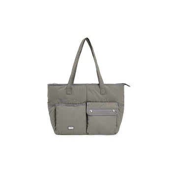 POCKET UTILITY NYLON BIG SHOULDER BAG IN KHAKI