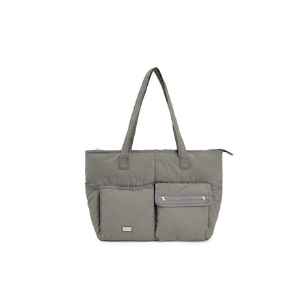 POCKET UTILITY NYLON BIG SHOULDER BAG IN KHAKI