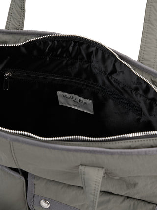 POCKET UTILITY NYLON BIG SHOULDER BAG IN KHAKI