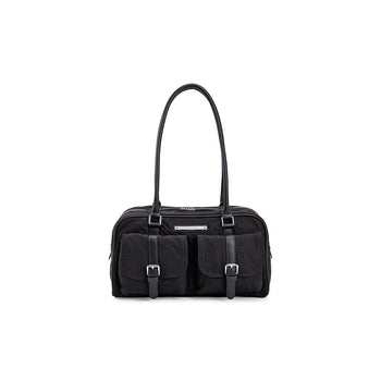 DOUBLE POCKET SPORTY TOTE BAG IN BLACK