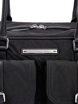 DOUBLE POCKET SPORTY TOTE BAG IN BLACK