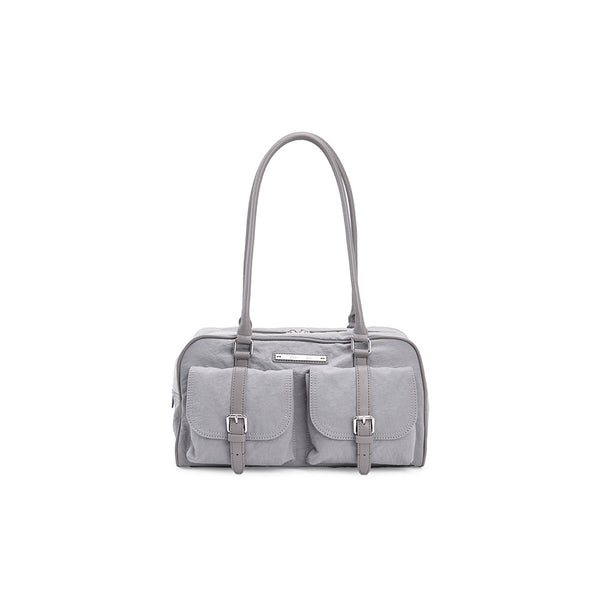 DOUBLE POCKET SPORTY TOTE BAG IN GREY