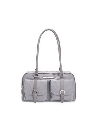 DOUBLE POCKET SPORTY TOTE BAG IN GREY