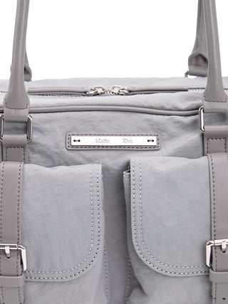 DOUBLE POCKET SPORTY TOTE BAG IN GREY