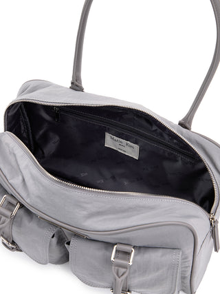 DOUBLE POCKET SPORTY TOTE BAG IN GREY