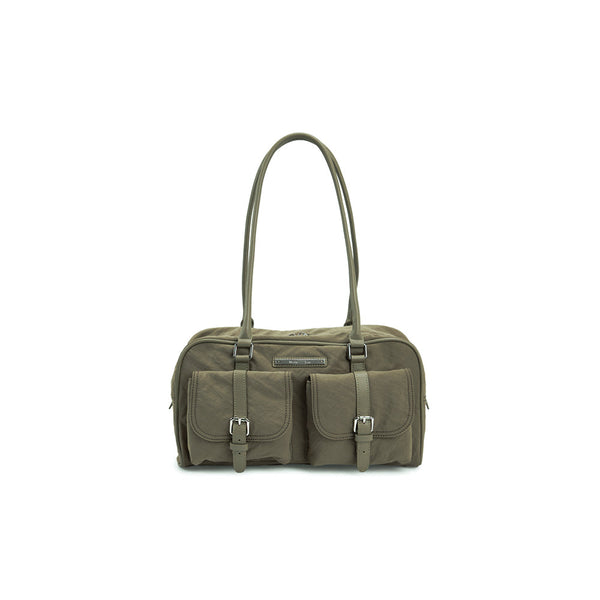 DOUBLE POCKET SPORTY TOTE BAG IN KHAKI