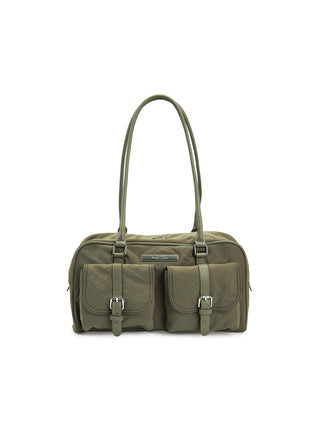 DOUBLE POCKET SPORTY TOTE BAG IN KHAKI