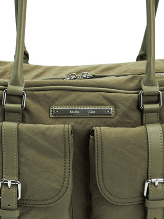 DOUBLE POCKET SPORTY TOTE BAG IN KHAKI