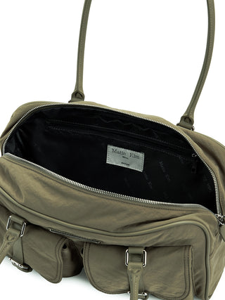 DOUBLE POCKET SPORTY TOTE BAG IN KHAKI
