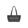 MATIN LOGO CANVAS WIDE SHOULDER BAG IN CHARCOAL