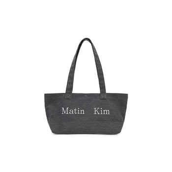 MATIN LOGO CANVAS WIDE SHOULDER BAG IN CHARCOAL
