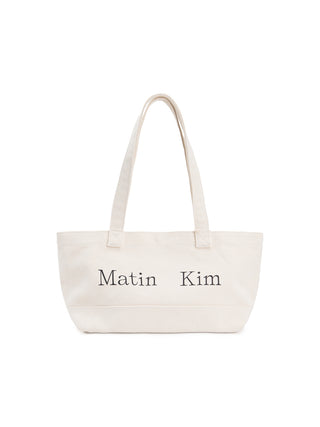 MATIN LOGO CANVAS WIDE SHOULDER BAG IN IVORY