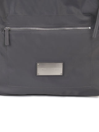 EMBOSSED LOGO FABRIC SHOULDER BAG IN CHARCOAL