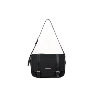 TWO BUCKLE MESSENGER BAG IN BLACK
