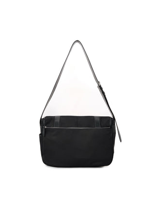 TWO BUCKLE MESSENGER BAG IN BLACK