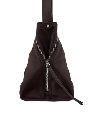 SIDE ZIPPER FABRIC SHOULDER BAG IN BROWN