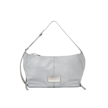 SIDE ZIPPER FABRIC SHOULDER BAG IN GREY