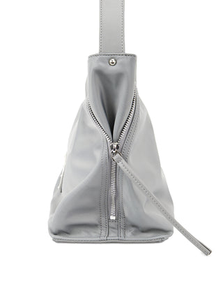 SIDE ZIPPER FABRIC SHOULDER BAG IN GREY