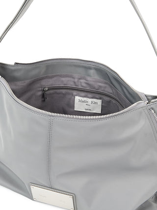 SIDE ZIPPER FABRIC SHOULDER BAG IN GREY