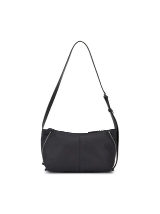 SIDE ZIPPER FABRIC TWO WAY BAG IN BLACK