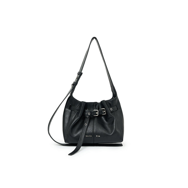 BELTED VOLUNN SMALL BUCKET BAG IN BLACK