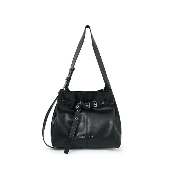 BELTED VOLUNN MID BUCKET BAG IN BLACK