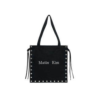EYELET LOGO CANVAS ECOBAG IN BLACK