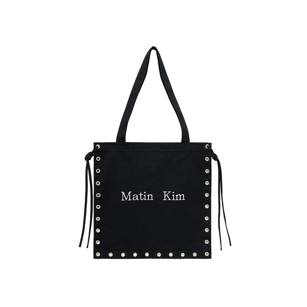 EYELET LOGO CANVAS ECOBAG IN BLACK