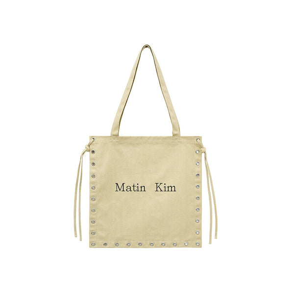 EYELET LOGO CANVAS ECOBAG IN BEIGE