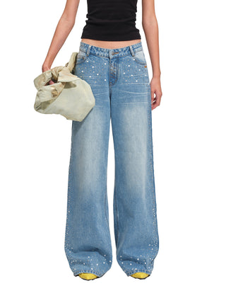 Sequin Wide-Leg Jeans