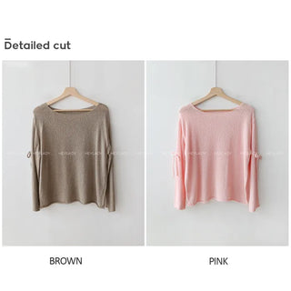 Ribbon Boucle Boat Neck Knit