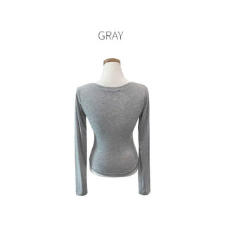 [6 colors] Slim V-neck long-sleeve T-shirt