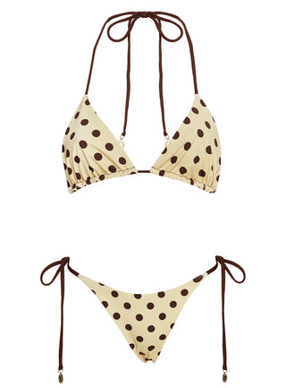Glora Reversible Tie Side Bikini Bottoms Yellow Polka Dot