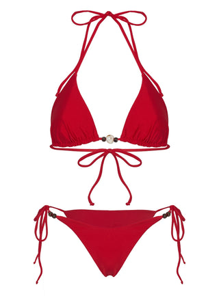 Nevaeh Beaded Bikini Top Red Shimmer
