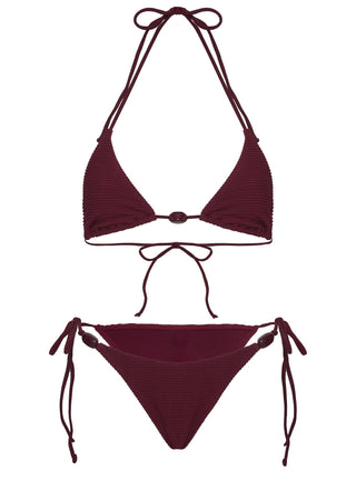 Glora Tie Side Textured Bikini Bottom Red