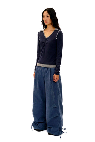 [Moromoro2] Star Jacquard Faux Two-piece Knit  Top