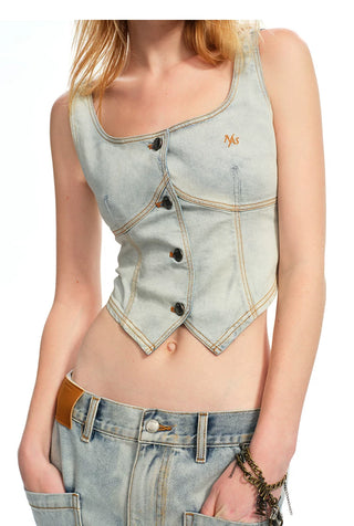 [NOTAWEAR] Ceramic Washed Stretch Denim  Vest