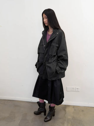 [NeverSeez] Distressed Waxed Workwear Jacket