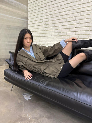 [NeverSeez] Washed Lapel Workwear Jacket