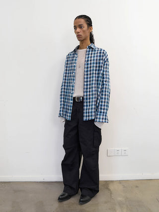 [NeverSeez] Linen Plaid Shirt