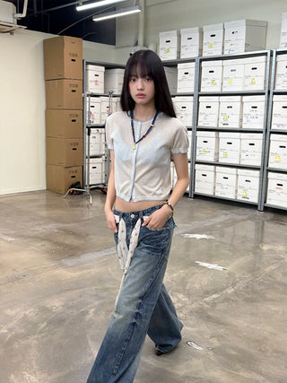 [NeverSeez] Colorblock Knit Cardigan