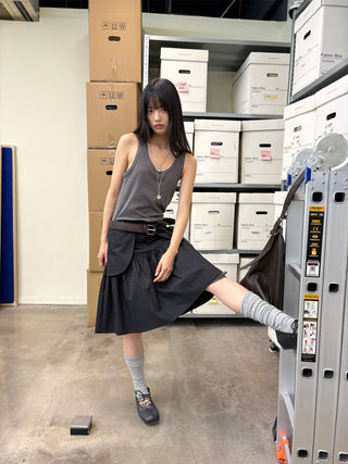 [NeverSeez] A-line Utility Skirt