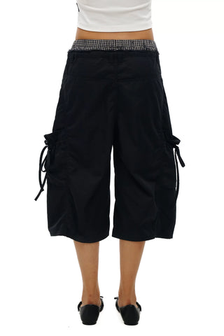 [Moromoro2] Faux Two-piece Waist Cropped  Pants